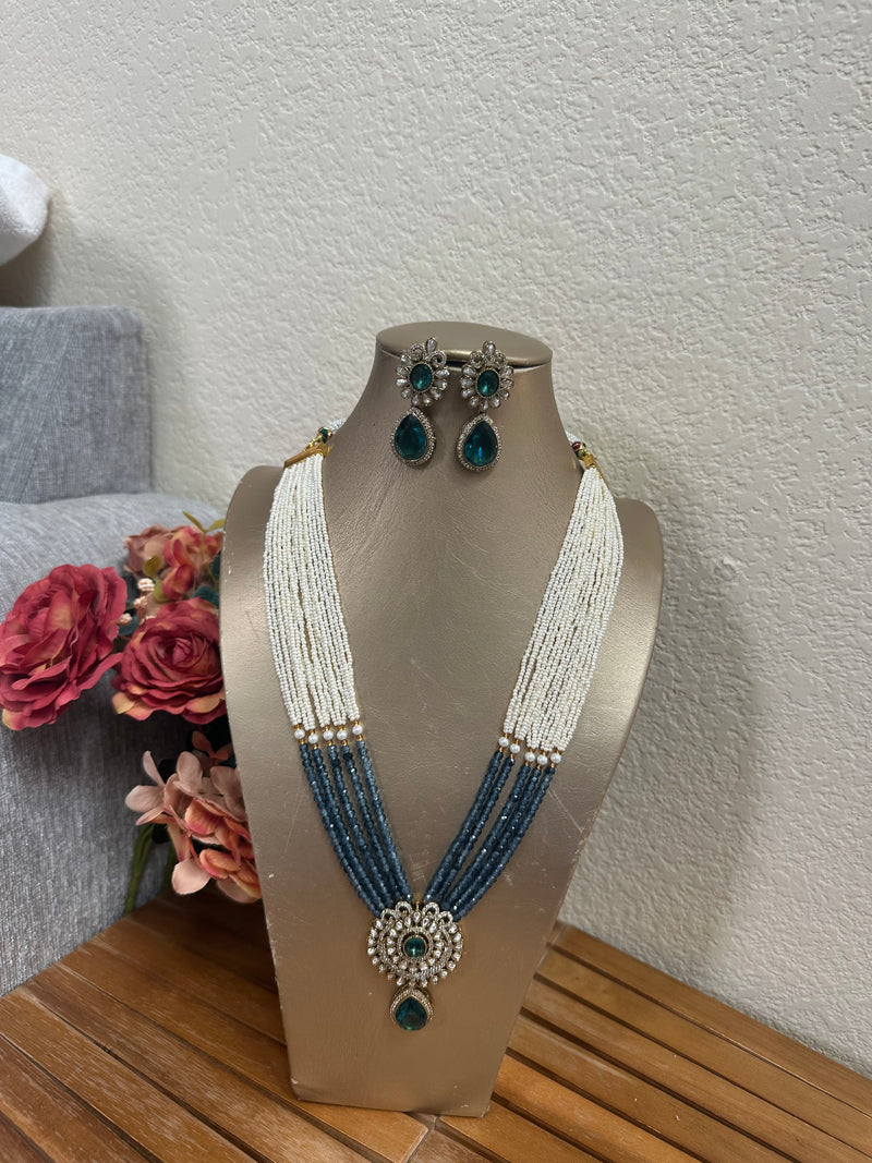 Long beaded Mala necklace and earring set