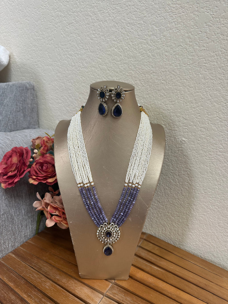 Long beaded Mala necklace and earring set