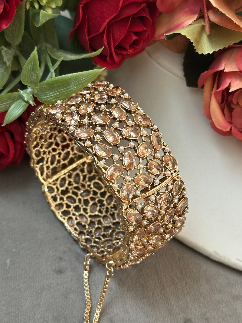 Openable Crystal & Pearl Statement Bangle – 4 Colors