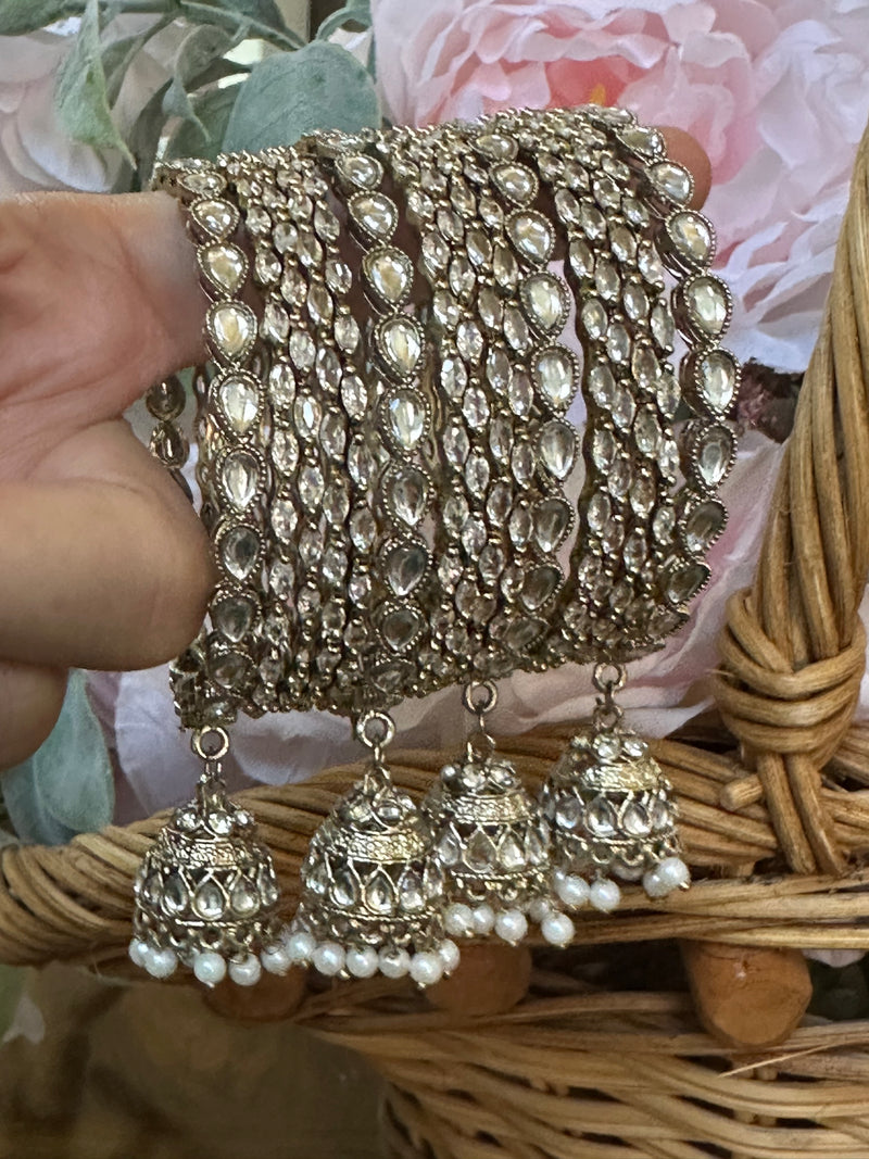 Antique Gold 16-Piece Indian Bangle Set – Bridal Bangles, Sizes 2.6 & 2.8