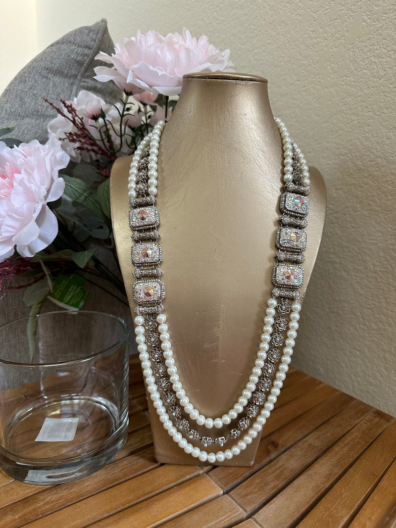 Handcrafted Long Mala Necklace & Earrings Set – Tarkish Style Pakistani Indian Beaded Jewelry | Available in Multiple Colors