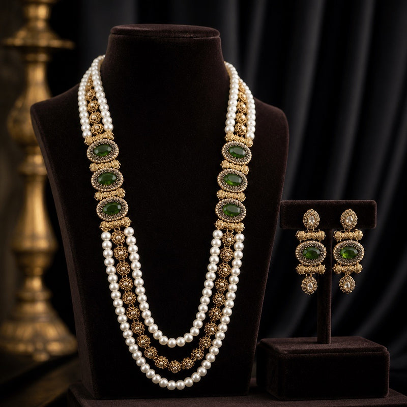 Handcrafted Long Mala Necklace & Earrings Set – Tarkish Style Pakistani Indian Beaded Jewelry | Available in Multiple Colors