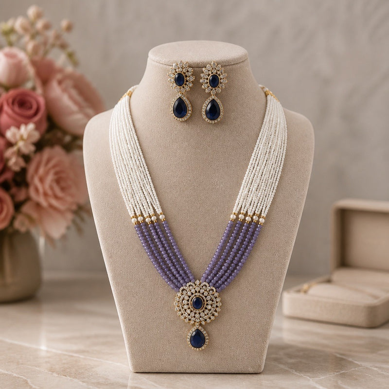 Long beaded Mala necklace and earring set
