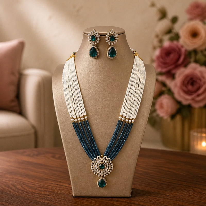 Long beaded Mala necklace and earring set